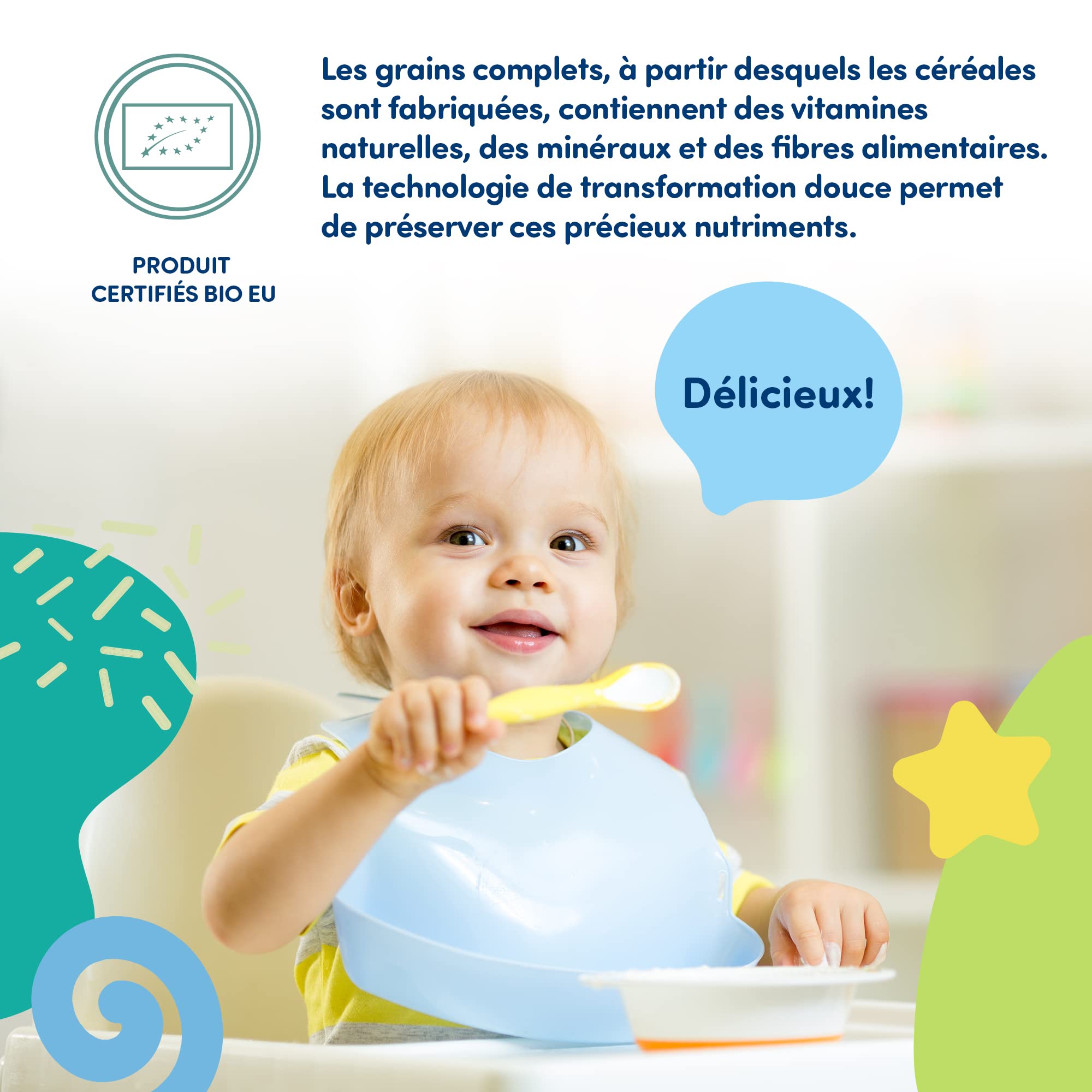 FLEUR ALPINE Bouillie Bébé | Lot de 2 Céréales pour Bébés au Riz Biologique - Bouillie de Délicieux Petits Déjeuners | Porridge Nutritif sans Gluten 4+ Mois sans Sucres Ajoutés | 2x7 Portions