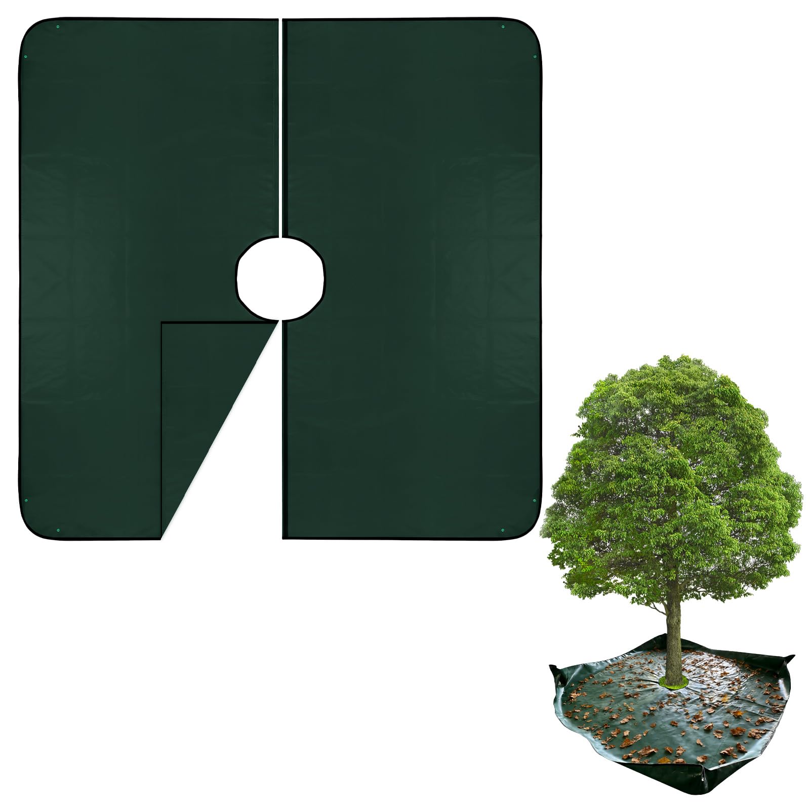 DBREAKS Telone paesaggistico per potatura 200 x 200 cm con Foro da 30 cm, Tappetino per Piante da Taglio, Angoli ha Fibbie angolari per Un Facile Fissaggio Intorno ad arbusti e Alberi(Verde Scuro)