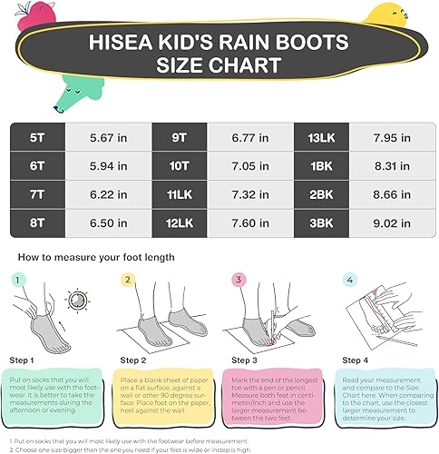 Miniatura 2 de HISEA Botas de lluvia para niños y niñas, botas de goma impermeables con asas fáciles de poner, botas de lluvia de PVC sin costuras, zapatos de