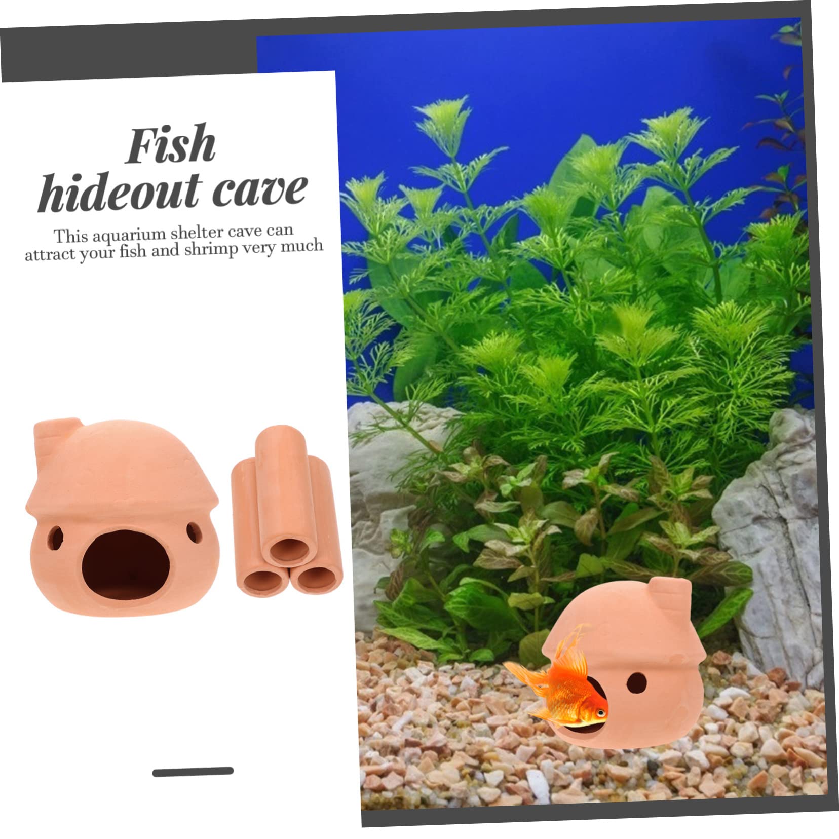 BESPORTBLE 4 Juegos Pecera Olla De Arcilla Peces De Acuario Betta Pequeña Pecera Soporte para Pecera Cueva Escondite De Peces Decoraciones para Peceras Acuario Acuarios De 2 Piezas * 4
