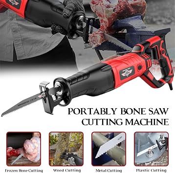 3800W Handheld Electric Saw,for Meat Bone, Wood, Metal, Aluminum(220V) | High Power;Multi Blades;Speed Adjustable;Anti-Slip Grip;Safe Lock Design