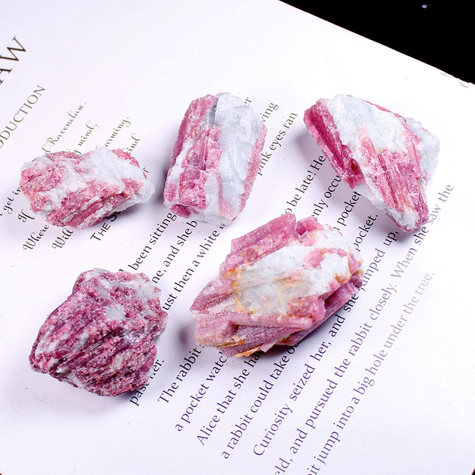 Pflaumenblüten-Turmalin-Steine, Kristall-Cluster-Geode – hochwertiger natürlicher Kristallstein – Felsexemplar for Reiki-Kristall, Wicca-Wahrsagerei, 200 g Geschenk (Size : 250g)