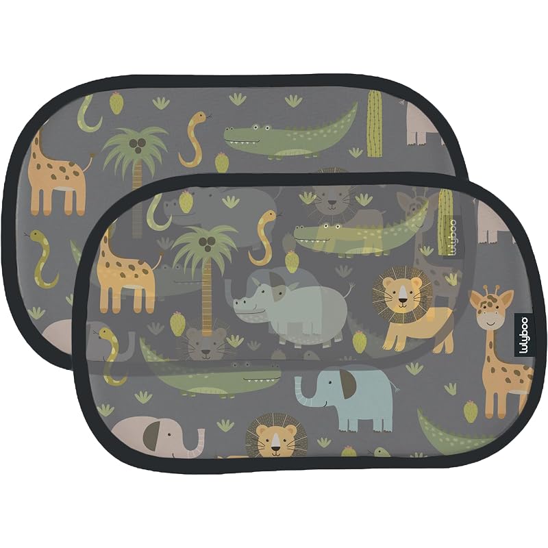 Protetor Solar para Janela Lateral de Carro Lulyboo com Estampa de Animais Preto 2 Unidades