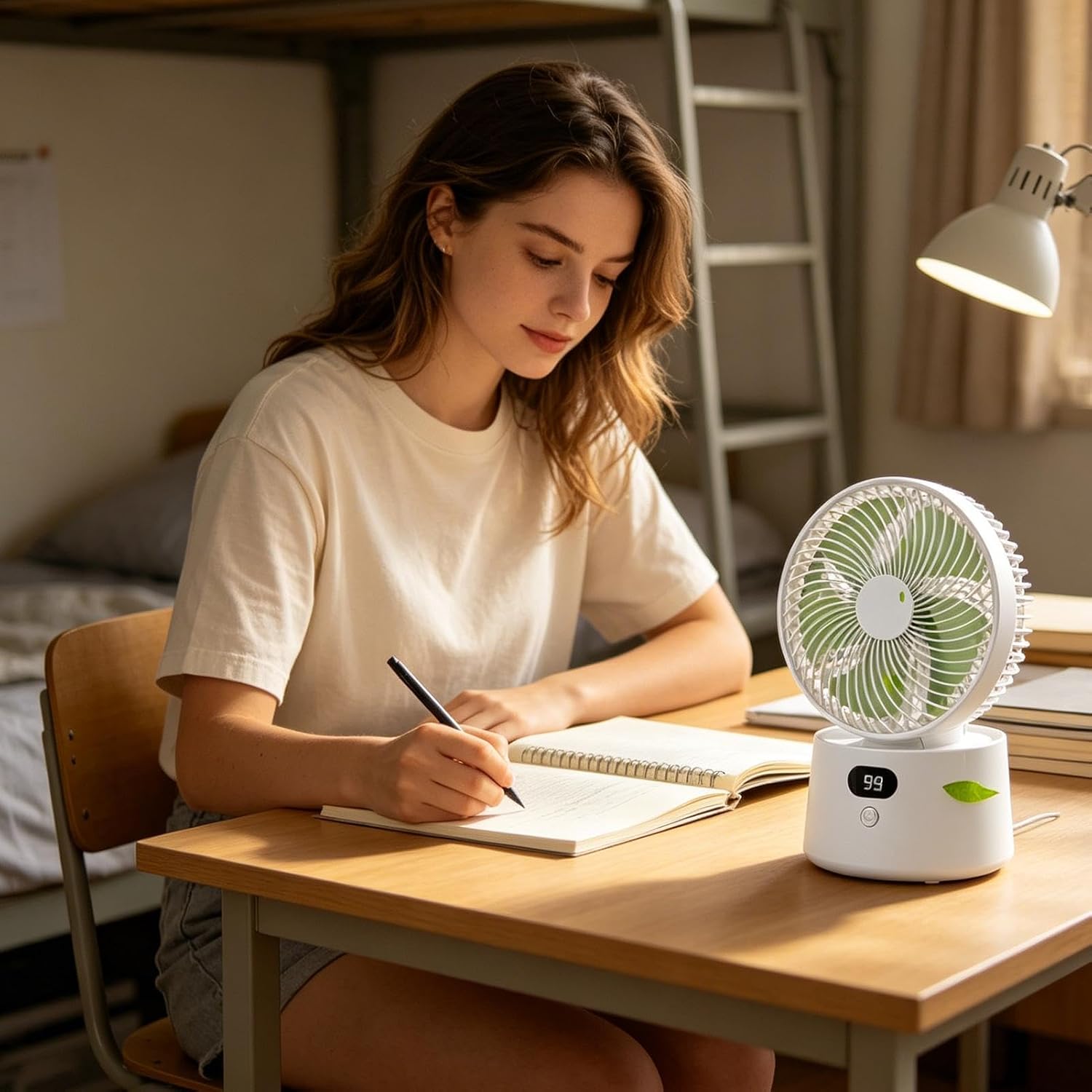 Table Air Circulator Fan - Wide-Angle Rechargeable, Personal Desk Cooler | with Powerful Airflow, 360 Degree Tilt, Multi-Speed Settings, Long-Lasting Battery for Bedroom, Office, Home, and Traveling