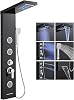 LED Shower Panel Tower System 6 in 1- Waterfall, Rainfall Shower Head, Handheld, 3 Body Jets2 Modes and Waterfall Bathtub Spout, Shower Column System Set Black