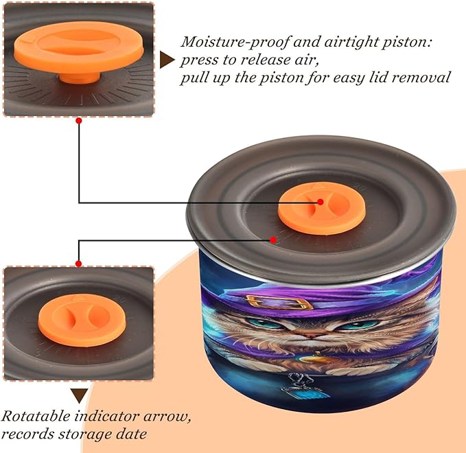 Alaza Magic Cat Kitten Halloween Pumpkin Canister Alimentos 17oz miniatura 5