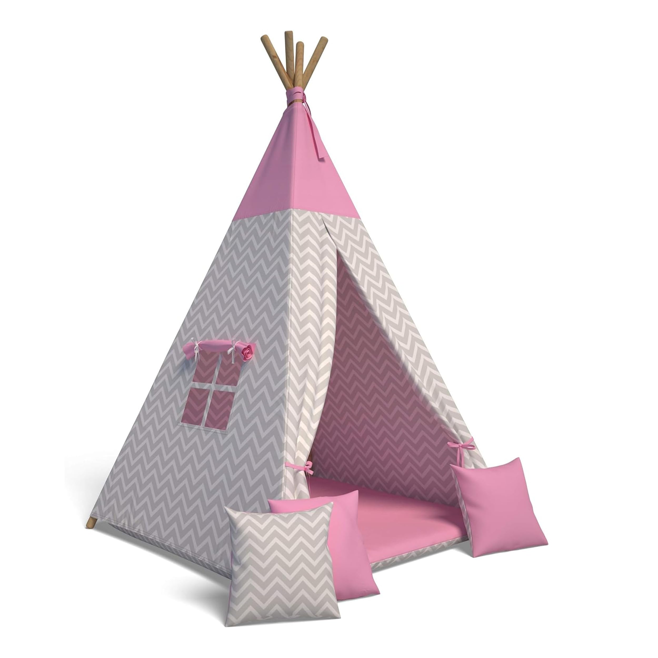 Tienda Tipi para Niños (Rosa) | Tienda de Campaña Infantil Interior | Carpa de Juegos con Cojines Suaves |Tipi Infantil Interior Seguro | Tienda de Juegos para niños Plegable