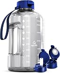 AQUAFIT 1 Gallon Water Bottle with Straw - 4l Water Bottle Time Marker - Motivational Gym Water Bottles 4l - 4 litre Water Bottles 1 Gallon 128 oz - Big Water Jug Large Water Bottle Gray