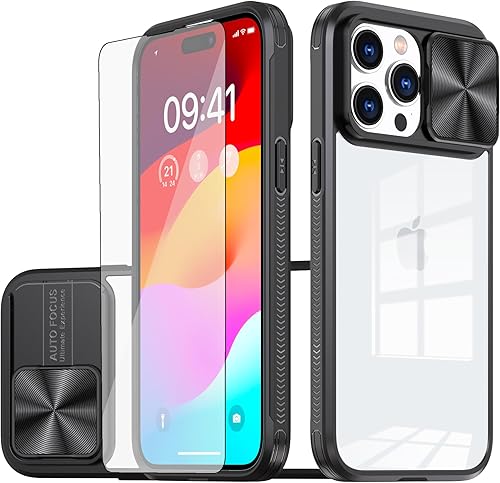 Asuwish Funda de teléfono para iPhone 15 Pro Max de 6.7 pulgadas con protector de pantalla deslizante 360 protección completa, delgada,