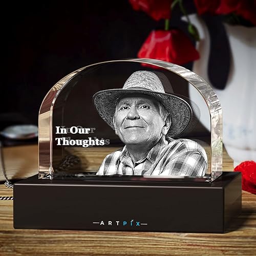 Miniatura 5 de ArtPix 3D Lápida de fotos de cristal, regalos conmemorativos personalizados para la pérdida de mamá, papá, abuela, abuelo, esposa, mascota, gato,