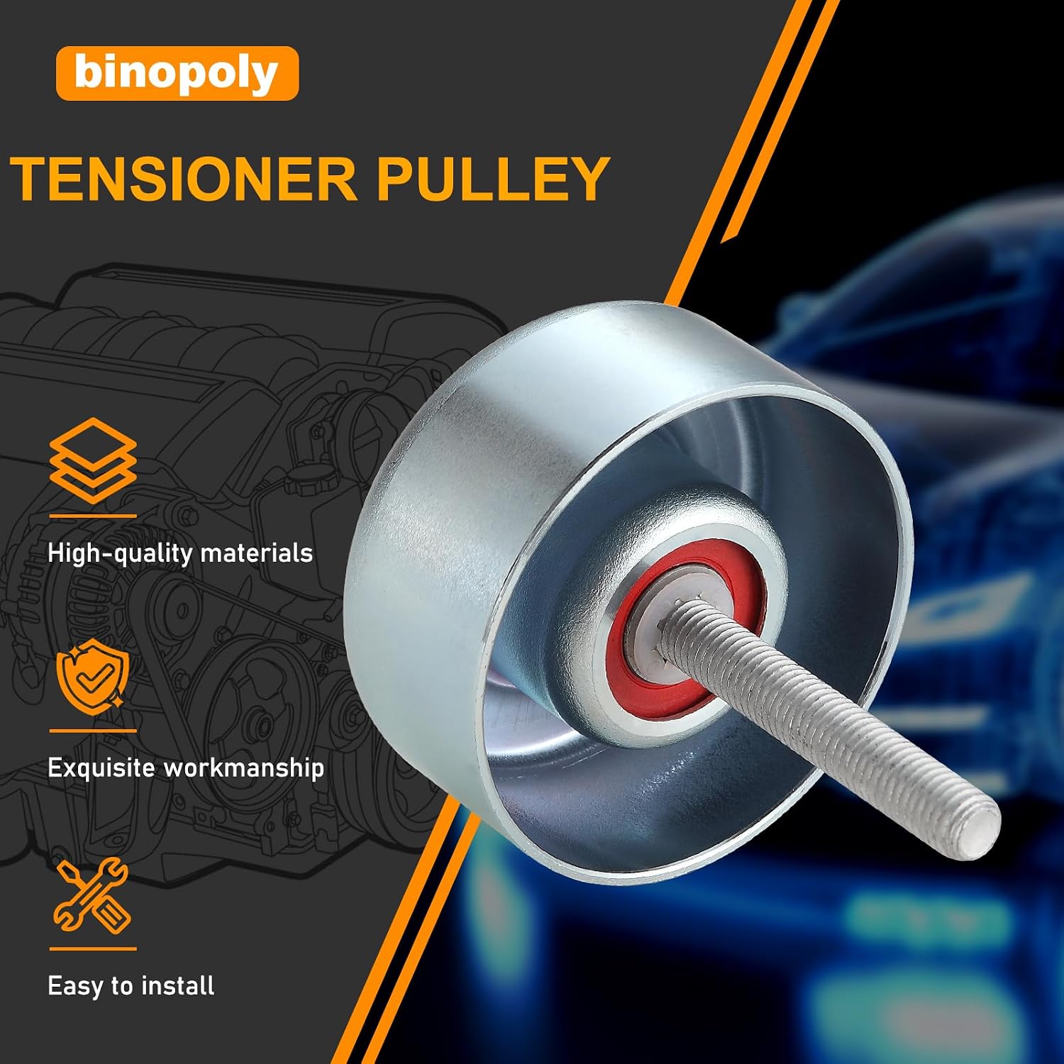 binopoly 36357 Belt Tensioner/Idler Pulley For 2009-2015 Nissan Altima/Maxima/Teana/Murano/Quest OE# 89506 419-715 11925JA11A