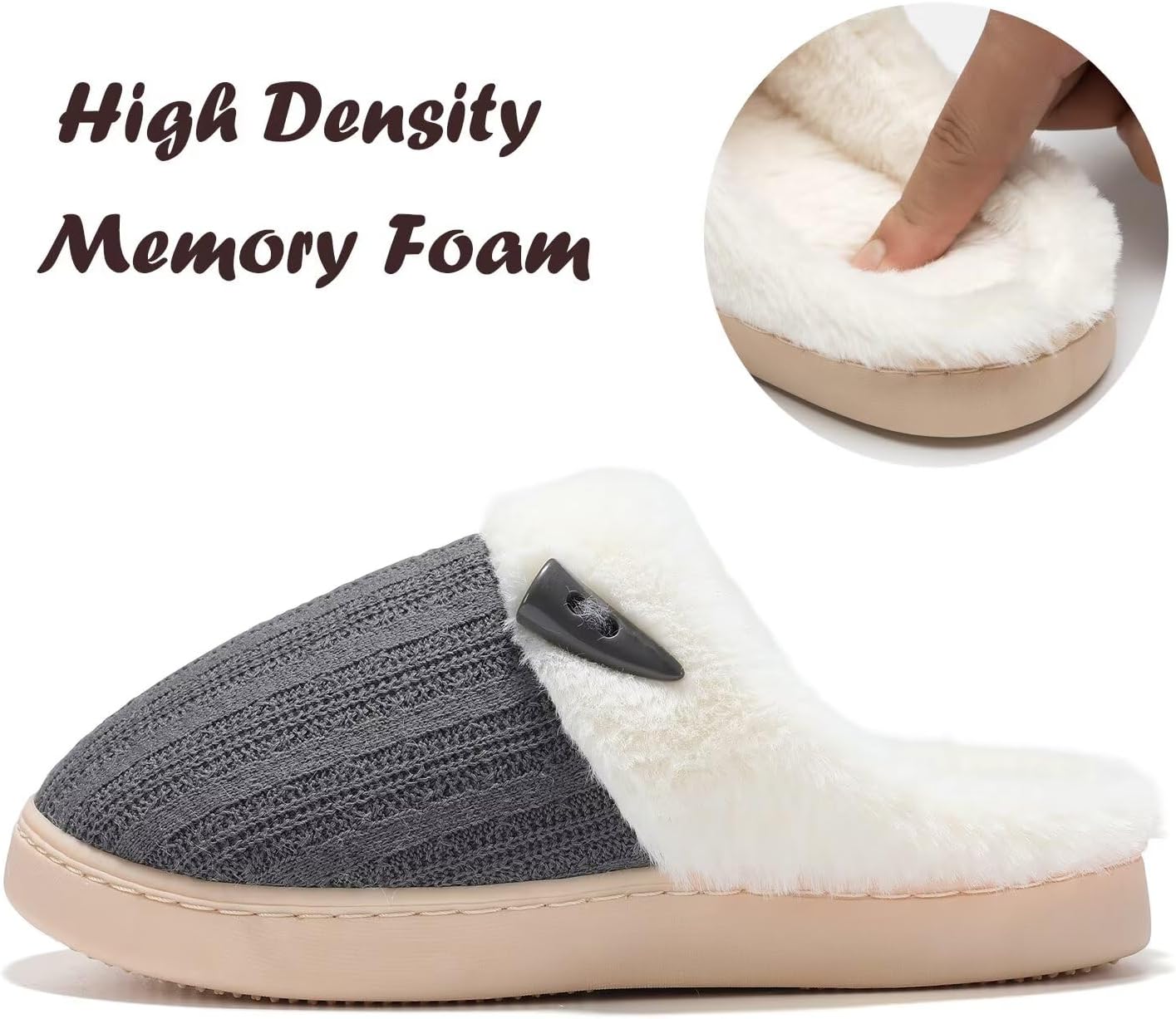 NineCiFun Women's Slip on Fuzzy Slippers Memory Foam House Slippers Outdoor Indoor Warm Plush Bedroom Shoes Scuff with Faux Fur Lining image 5