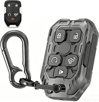 Keyless Entry Remote Control Key Replacement Key Fob Cover Shell Fits for GMC Sierra 1500 2500HD 3500HD GMC Acadia Chevy Silverado 5-Button-Black