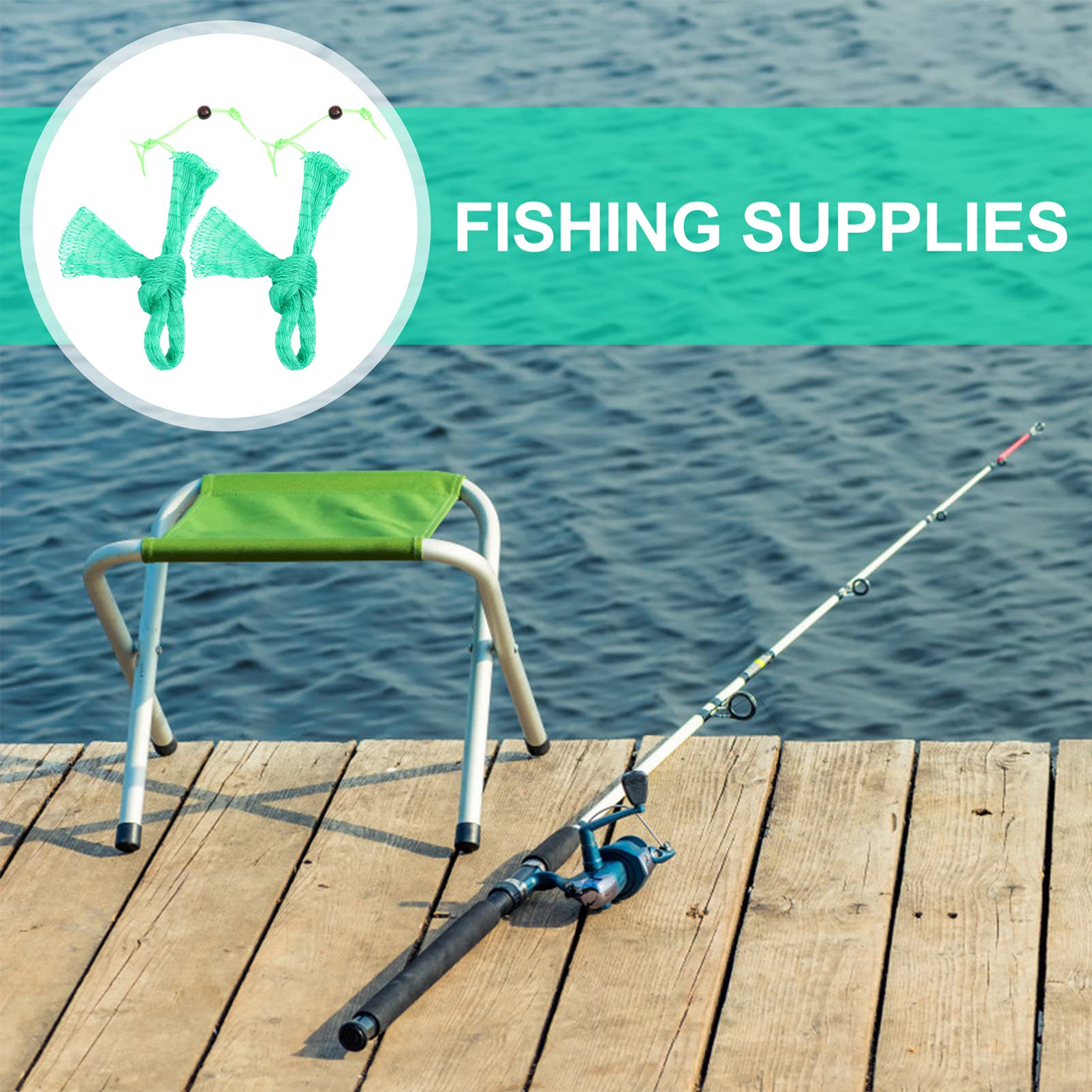 Mipcase Lot De 4 Filets De Pêche Tissés À La Main Capacité avec Cordon De Serrage Sécurisé pour La Pêche en Rivière 2 Pièces X 4