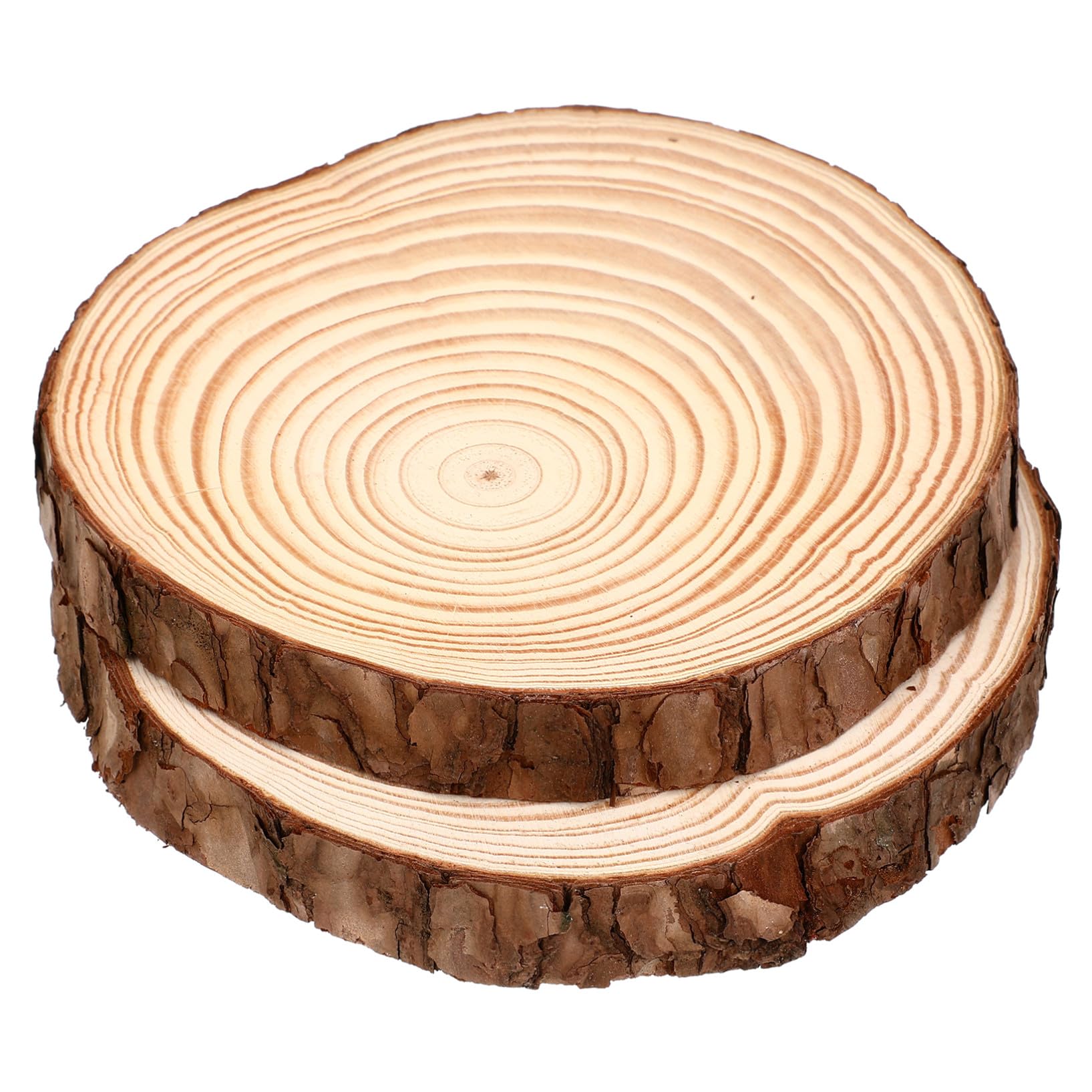 2 Pezzi Fette di Tronco di Legno Naturale Grezzo Rotonde con Superficie Liscia Non Finite per Artigianato Rustico Matrimonio Fai da Te