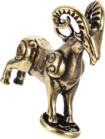 MAJORMENCH Brass Sheep Pendant Keychain Gold Creative Sheep Charm Cute Hanging Decoration for DIY Desktop Decoration