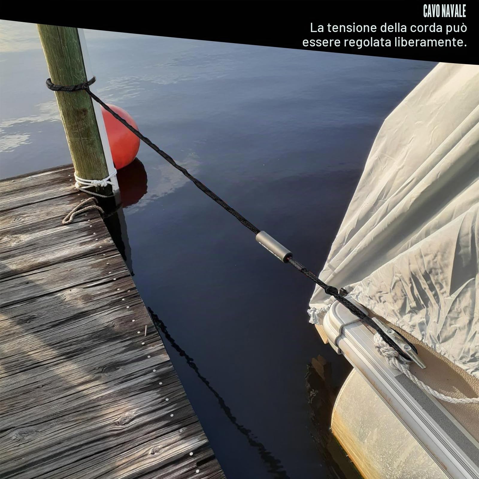 2 Pezzi Bungee Dock Line, Fune Di Traino Per Imbarcazioni Marine Elastiche, Bungee Dock Con Gancio Line, Cima Da Ormeggio, Ancoraggio Bungee Accessori Per Barche, Moto D'acqua, Kayak, Pontone (Nero)