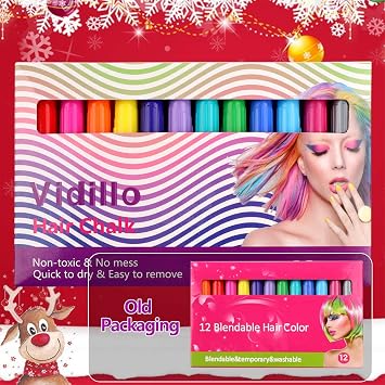 Hair Chalk Color Set for Girls Gifts,12 Vibrant Temporary Hair Colors | Temporary Non-Toxic Portable Washable Hair Chalk Pens For Christmas Halloween Birthday Party and Cosplay DIY Present