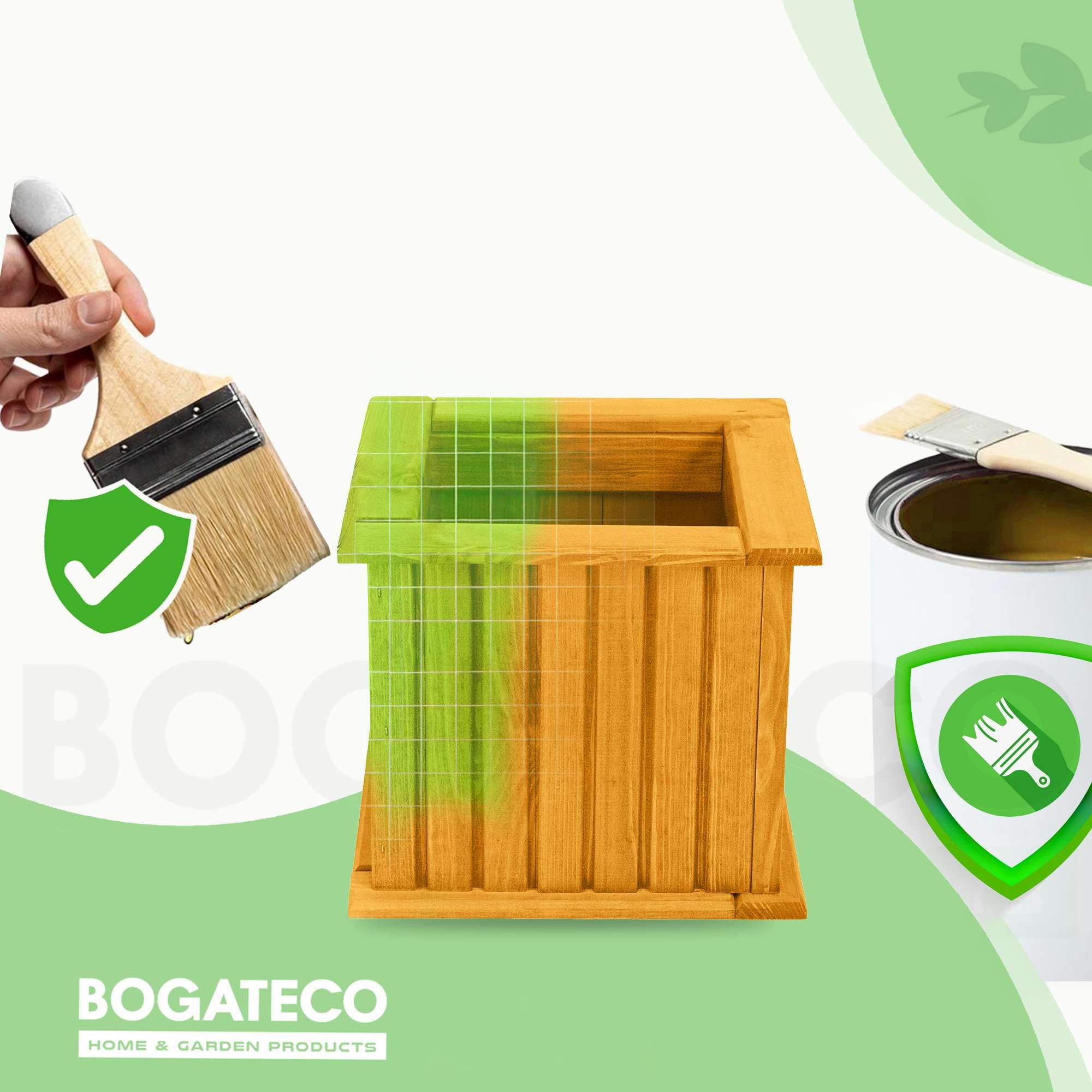 BOGATECO | Jardinière en Bois| Jardinière | 25 x 25 x 25 cm | D'herbes aromatiques, de Fleur pour Jardin, Balcon, terrasse | avec Insert en Plastique | Imprégné | Brun Clair