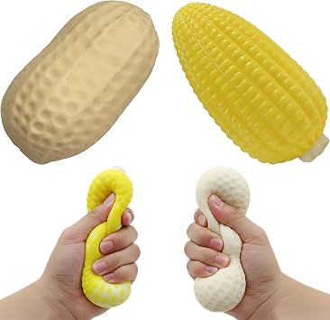 Peanut and Corn Squishies Set, Vegetable Squishies Candy Corns Fidget Toy