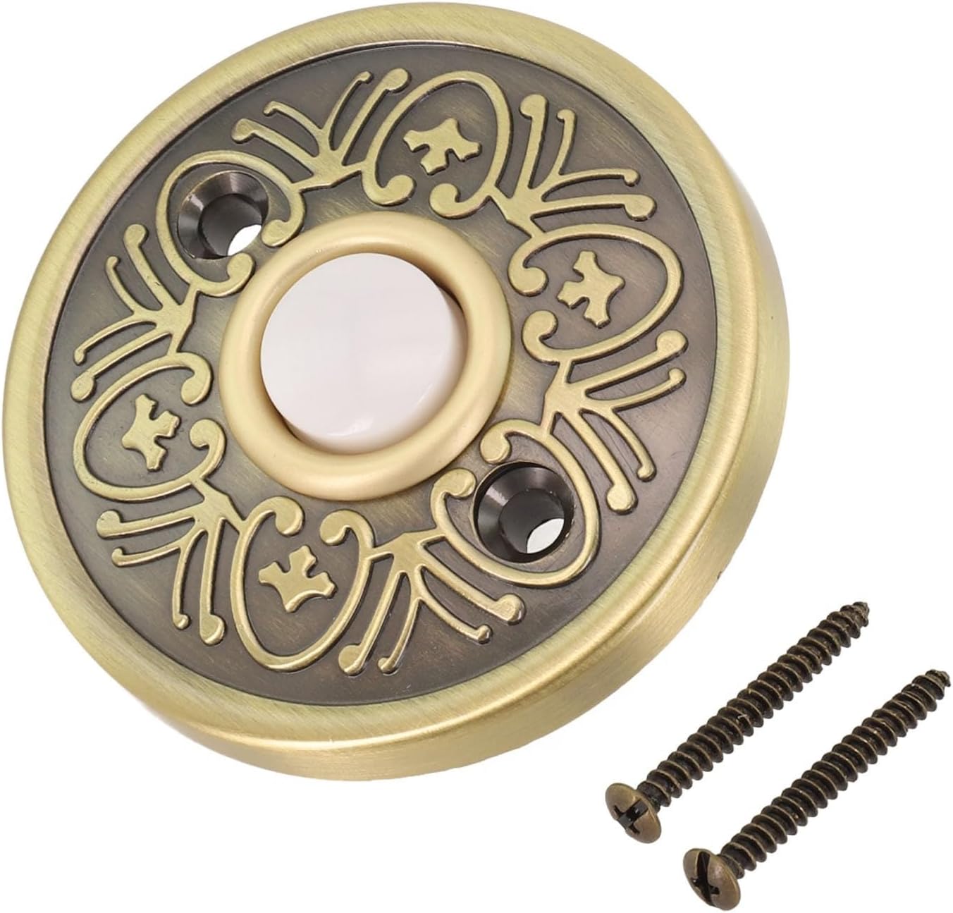 Bronze Wired Doorbell Push Button with LED Light, Solid Iron Weatherproof Front Door Bell Button for Home Garage, DC 12-24V, Includes Screws