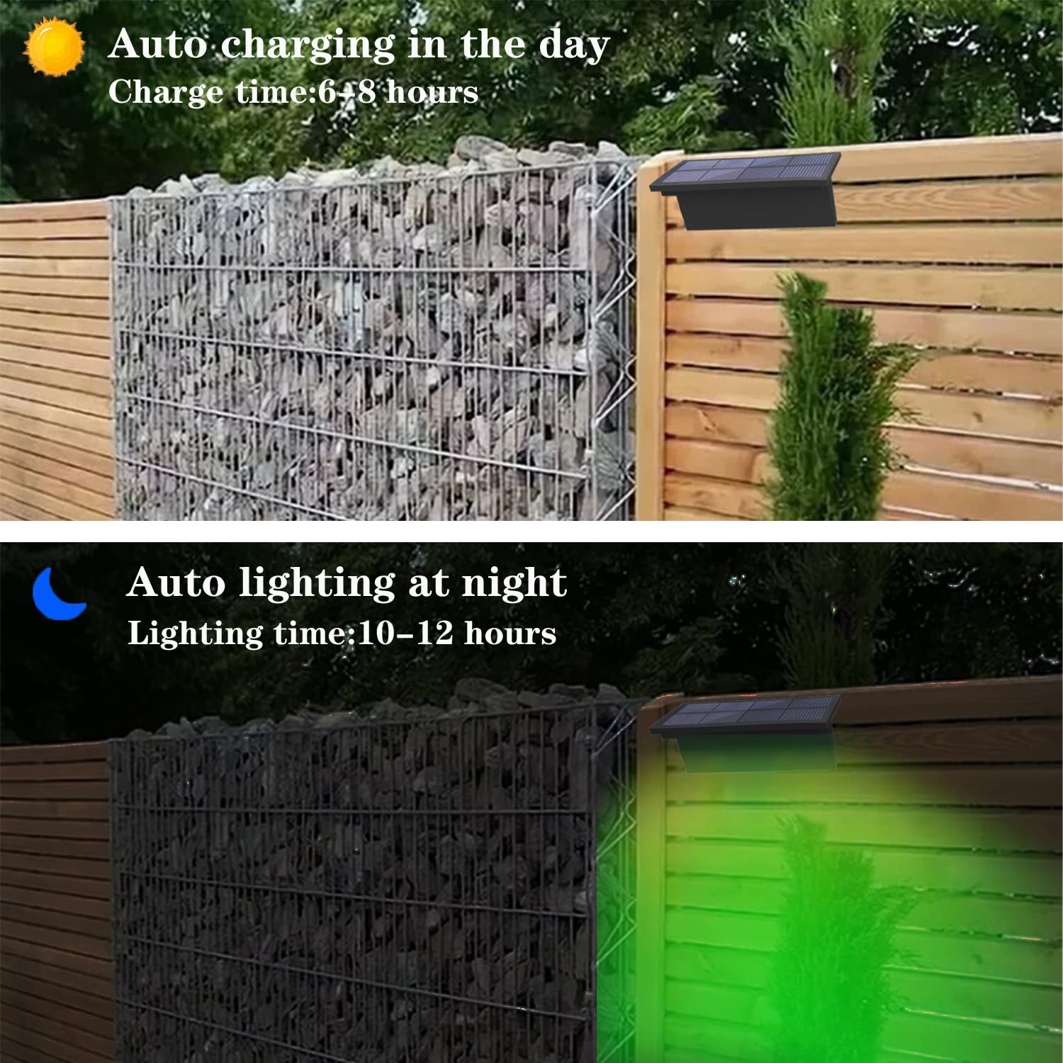 FLRONGSUN Solar Fence Lights Warm White,White, RGB Flash Modes Step Solar Lights Outdoor Waterproof LED Lights,Exterior Wall Decor for Backyard, Fence,Pool, Patio, Post Dec (RGB Flash 10 Modes 8pack)