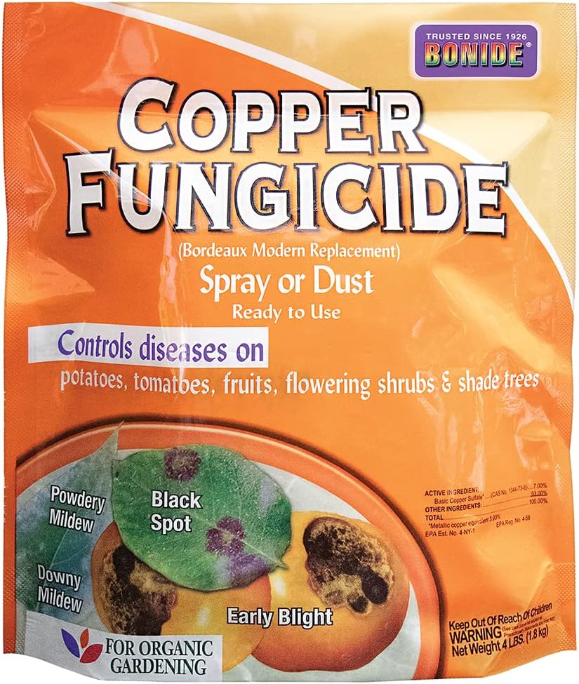 Bonide Copper Fungicide, 4 lb. Ready-to-Use Spray or Dust for Organic Gardening, Controls Common Diseases in Lawn & Garden