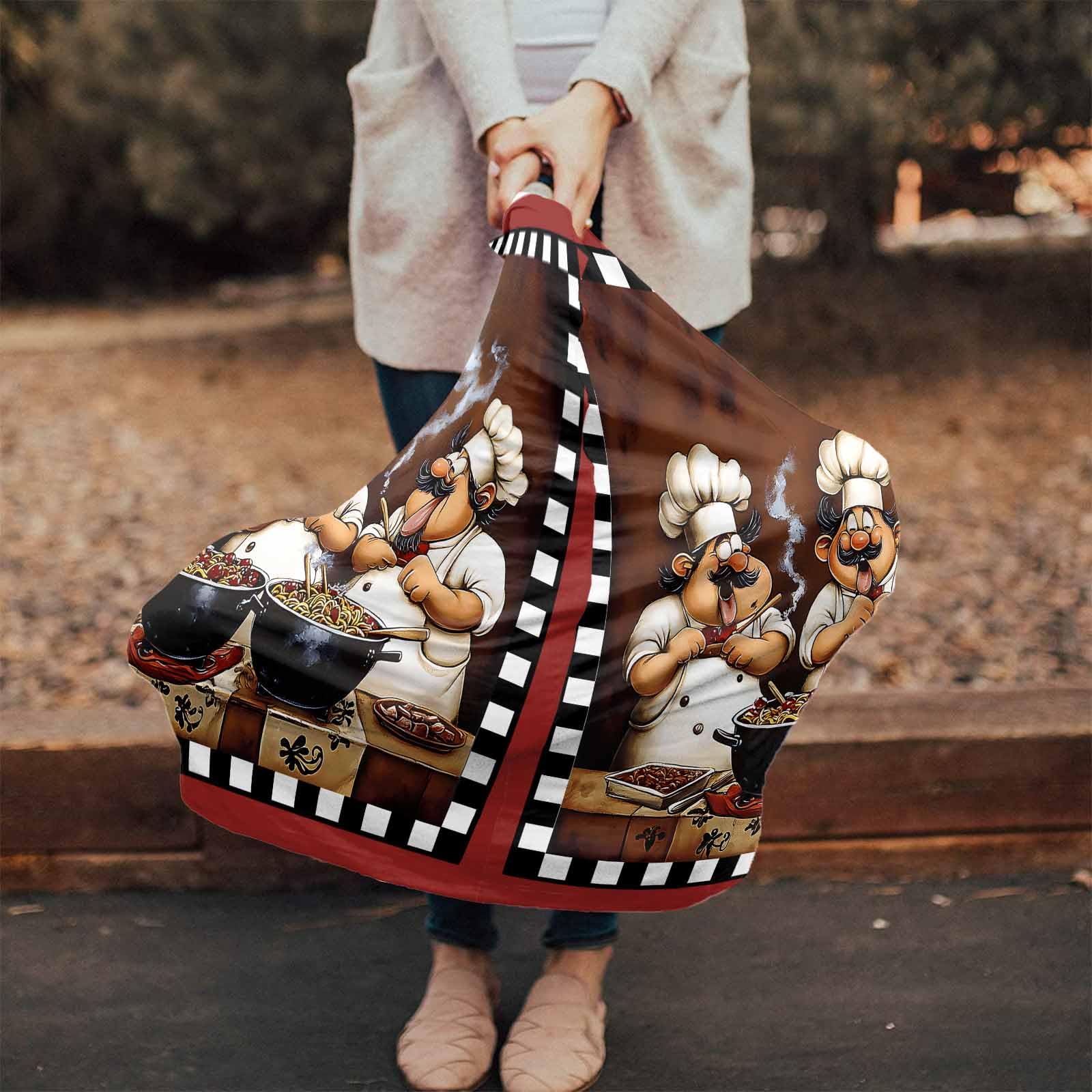 Red Kitchen Chefs Nursing Cover for Breastfeeding Scarf, Black White Plaid Cartoon Country Style Baby Car Covers Super Soft Multi Use for Canopy Shopping Cart Cover Blanket Stroller Cover