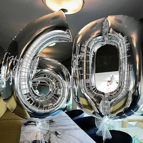 Vista 3 de Globos de 0 números plateados 0 globos de número 40 pulgadas número 0 globos de aluminio Mylar
