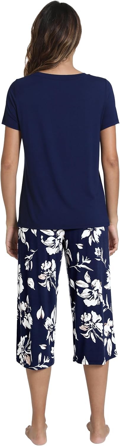 WiWi Viscose from Bamboo Women's Summer Pajama Set Loungewear Soft 2 Piece Printed Capris Pjs S-XXL - Image 4