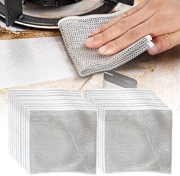 Pousbo Multipurpose Wire Dishwashing Rags for Wet and Dry, 2024 New Reusable Non Scratch Wire Dishcloth, Premium Scrubbing Wire Dishwashing Rags for Scrubs Dishes, Sinks Cleans 15