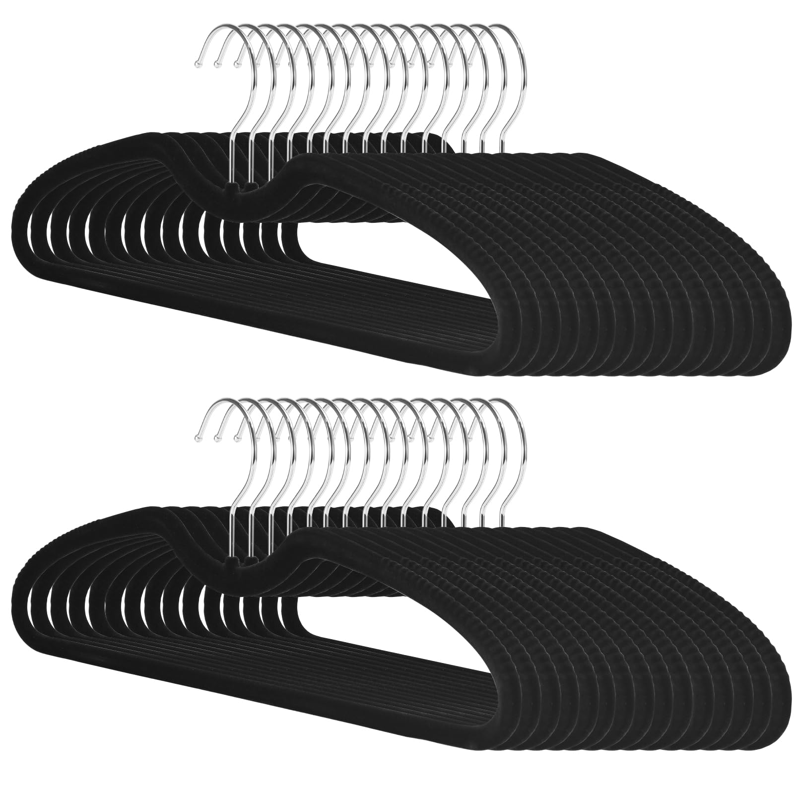 30 Pack Velvet Hangers, Short Neck Non Slip Slim Hangers with 360° Swivel Hook, Space Saving Clothes Hangers for Shirts, Dresses, Sweaters, Black