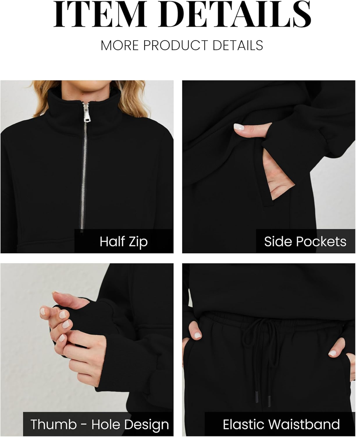 Himosyber Women Sweatsuits Half Zip Fleece Sweatshirt and Pant 2 Piece Joggers Set Tracksuit