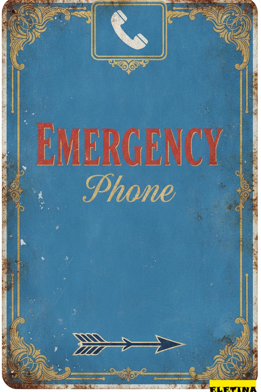 Personalized Sign for Man Cave Warning Emergency Phone Metal Plaque Tin Caution Warning Beware Metal Iron Painting Yard Road Street Gate Fence 8x12in Metal Quality Private Property Decorative