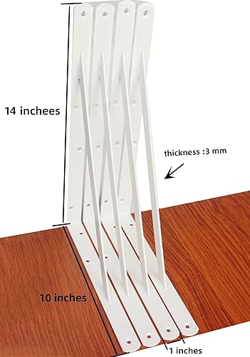Vista 131 de Paquete de 4 soportes de estante resistentes de 8 pulgadas de largo x 6 pulgadas de alto con tornillos, soportes de estante de metal, soportes