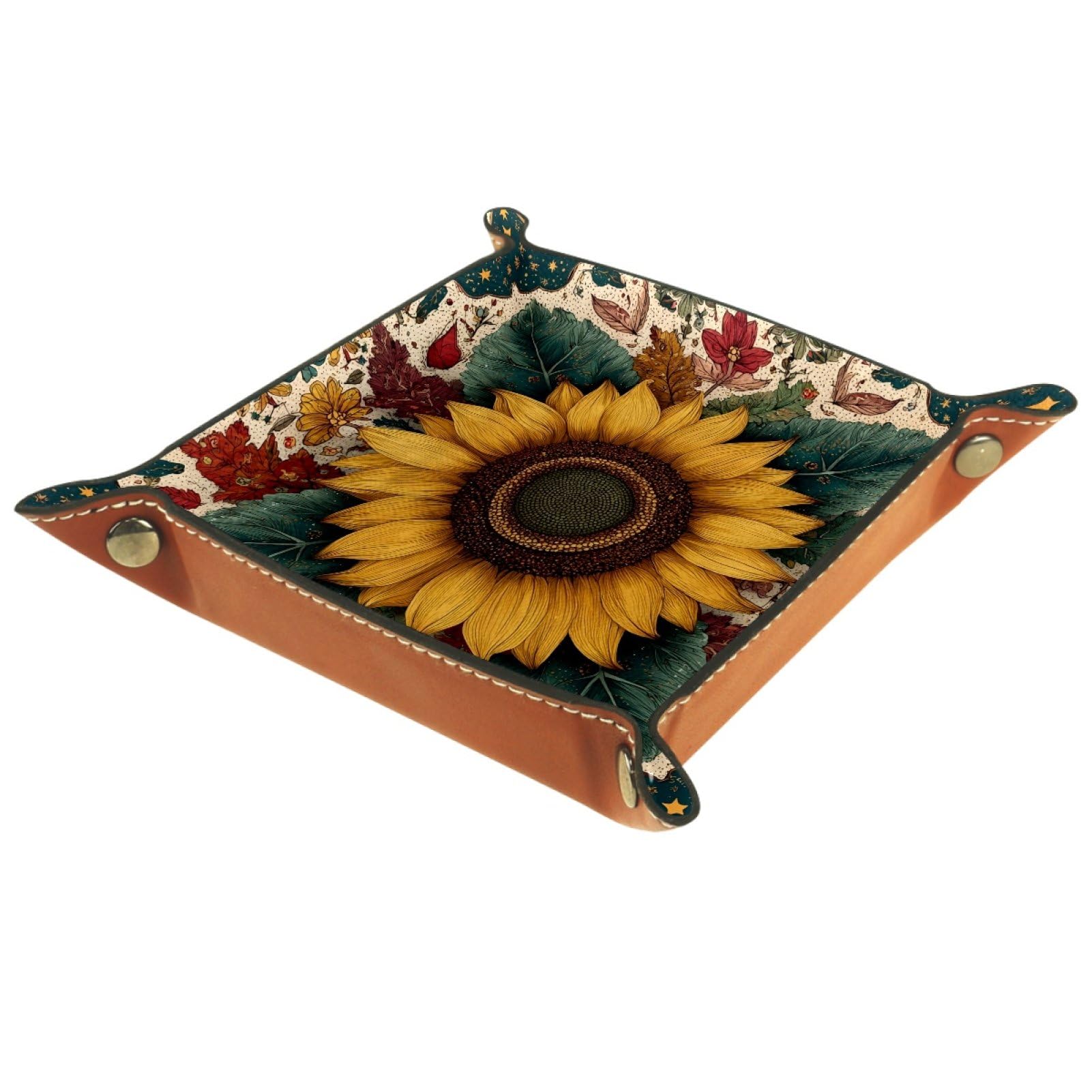 VAPOKF Sunflower Dice Tray, Folding Microfiber Leather Dice Holder for Dungeons and Dragons RPG Dice Gaming D&D and Other Table Games