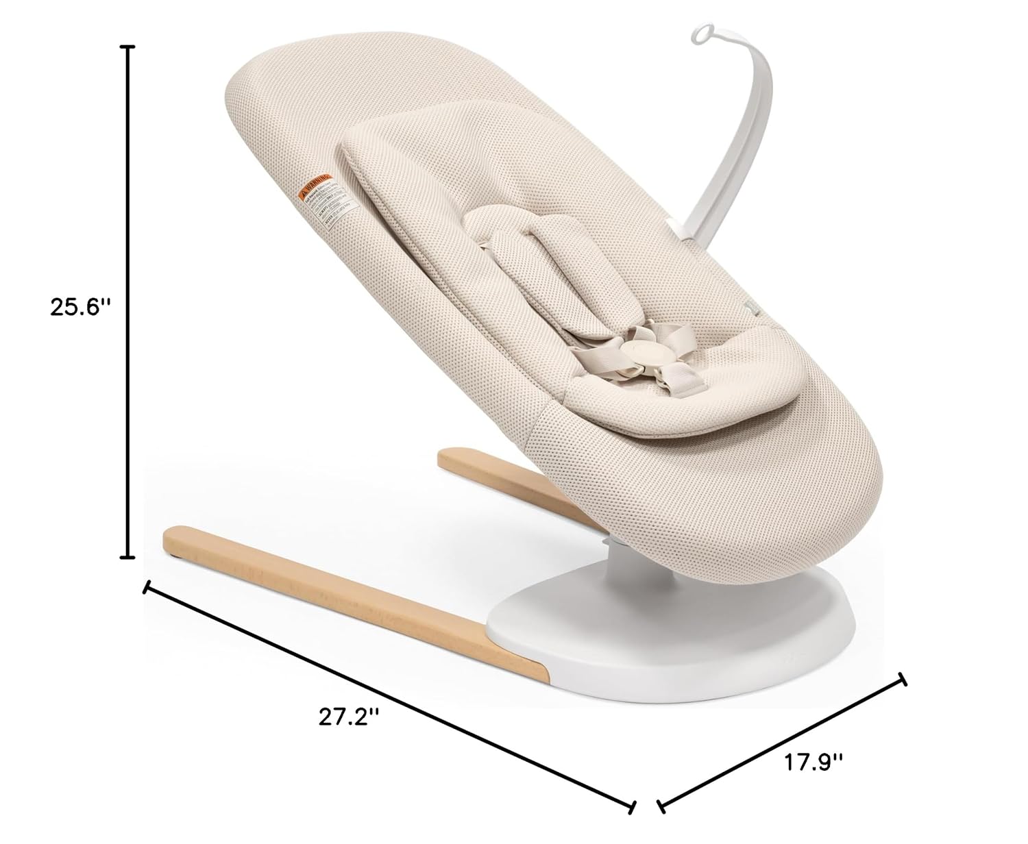 Stokke Yoga Baby Bouncer & Swing, Light Sand - Dual Movement to Soothe & Stimulate Babies Up to 20 lbs - Includes Newborn Cushion for Head Support - Three Adjustable Positions