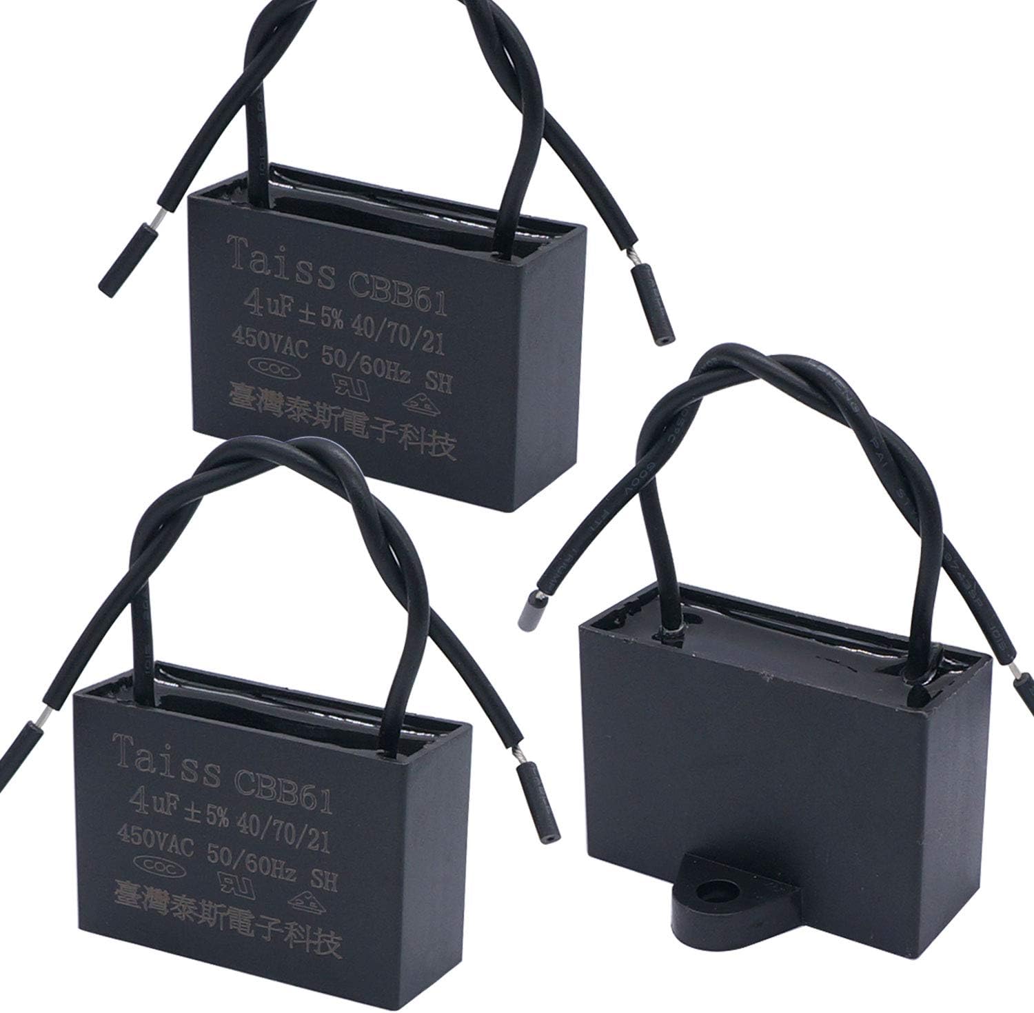 Taiss /3 pcs CBB61 4uf Ceiling Fan Capacitor Wall Fan Desk Fan Bath Fan