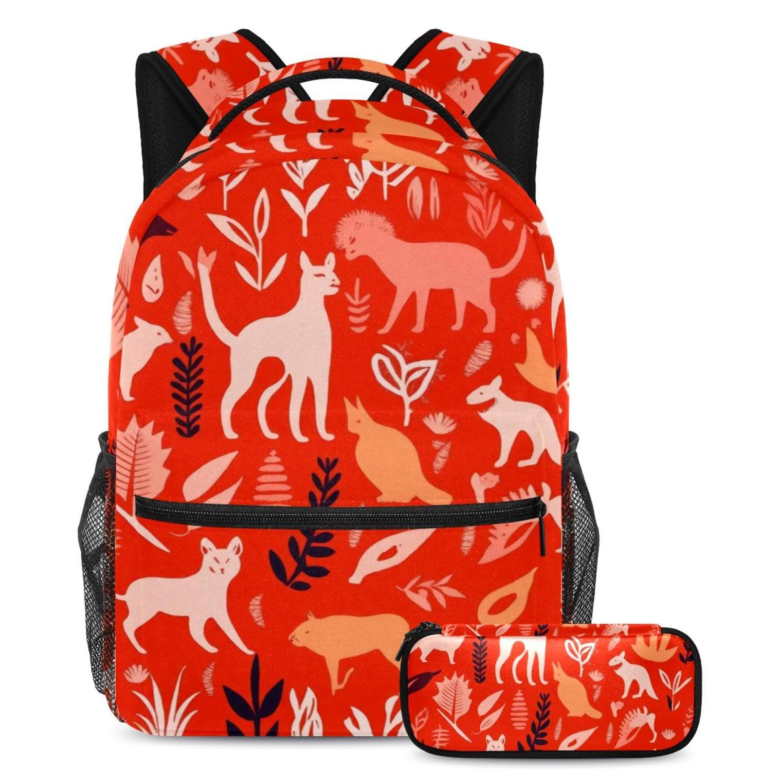 Sac à dos avec trousse à crayons rouge multicolore pour ado - 7