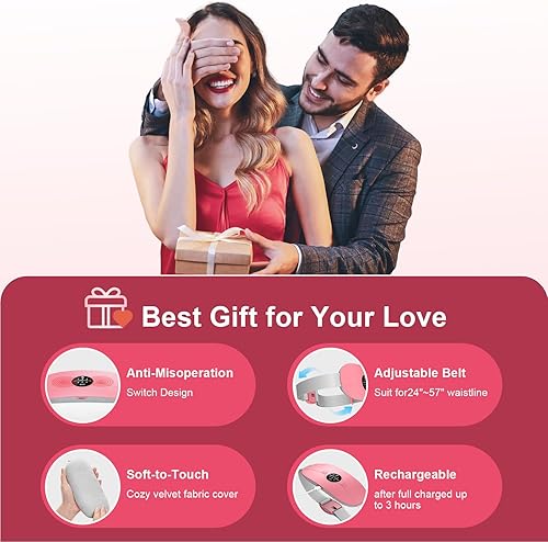 Miniatura 8 de Almohadilla térmica eléctrica portátil, almohadillas térmicas inalámbricas con 3 niveles de calor y 3 modos de masaje, almohadilla térmica de