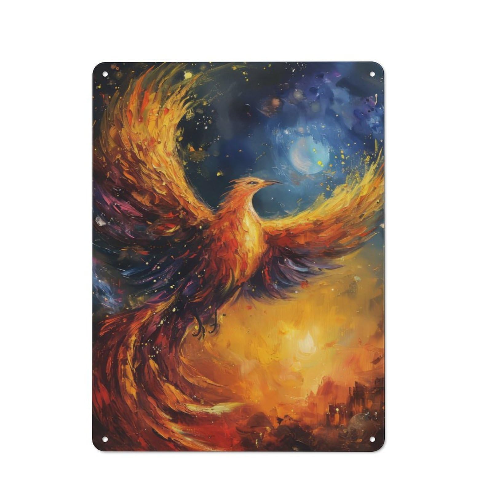 Junmoney Phoenix Moonlight 40X30cm Retro Tin Sign With For Living Room Or Hallway, A Decorative Metal Sign For Living Rooms And Hallways