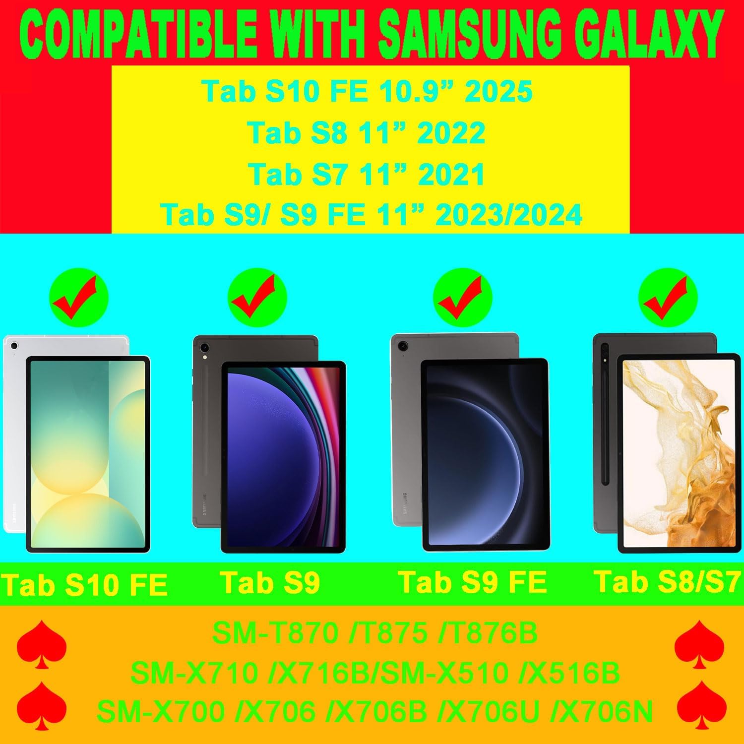 Keyboard Case for Samsung Galaxy Tab S10 FE / S10 Lite 10.9 Inches, S7/ S8/ S9/ S9 FE 11" Smart Backlit Case Keyboard with Pen Holder (Sky Blue)