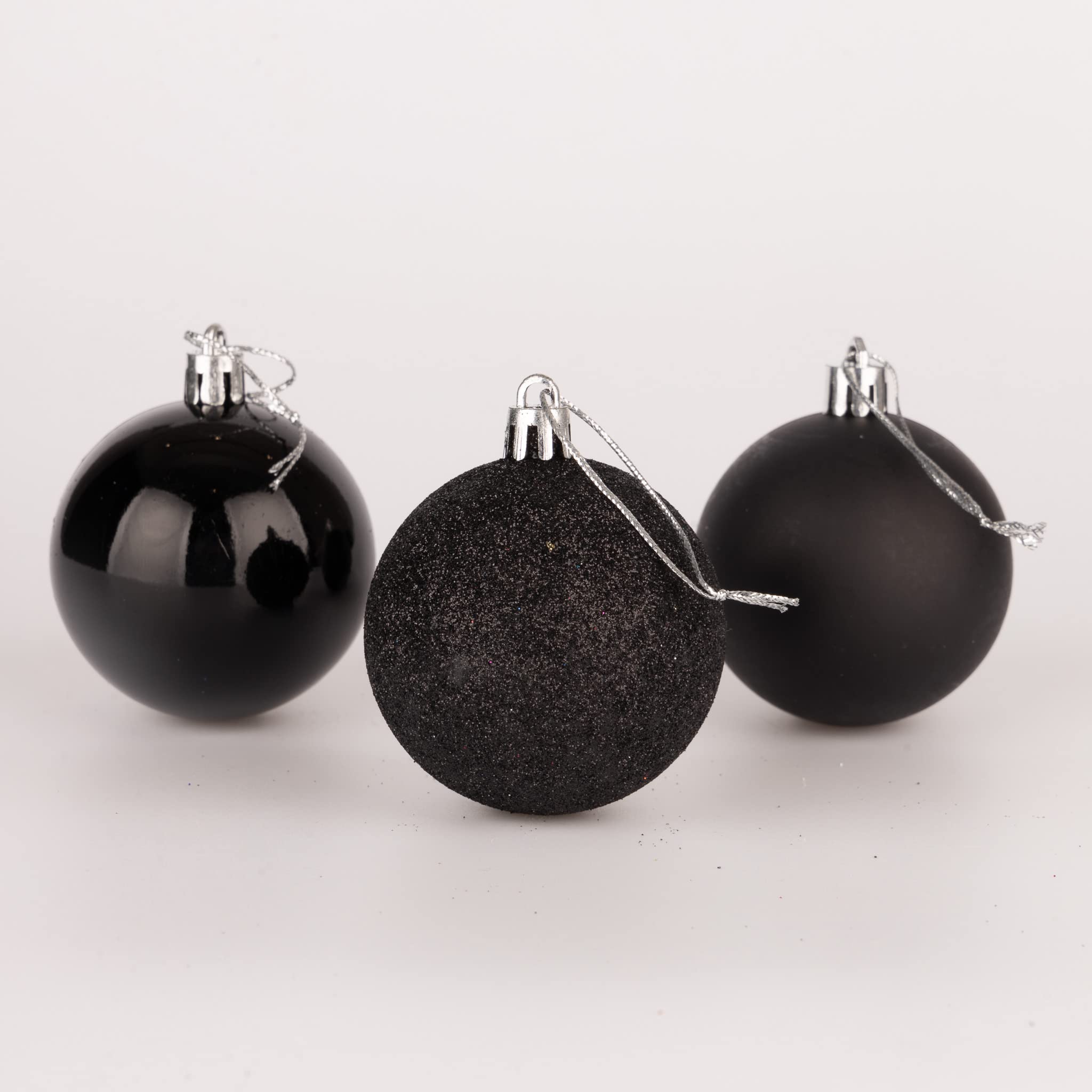 Shatchi Black 60Mm/18Pcs Christmas Baubles Shatterproof Christmas Tree Decorations Ball Ornaments Balls Xmas Hanging Decorations Holiday Decor - Shiny,Matte,Glitter