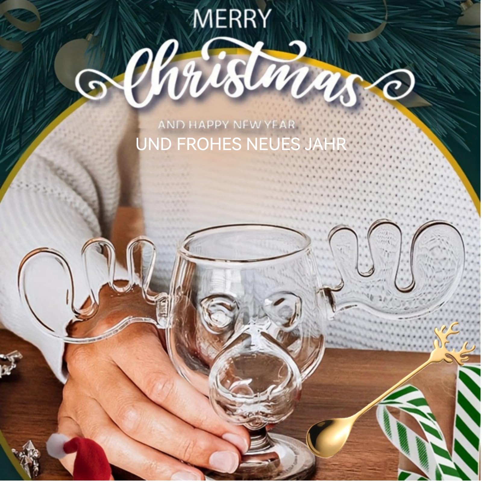 Elch Gläser Weihnachtsglas,Elchgläser Christmas Mug,2025 Neu Weihnachtstassen,Elch Glas Moose Mug,Weihnachtsgläser National Weihnachtsurlaub,Klar,Urlaubsgeschenke für Kaffee,Tee,Getränke (3 PCS)