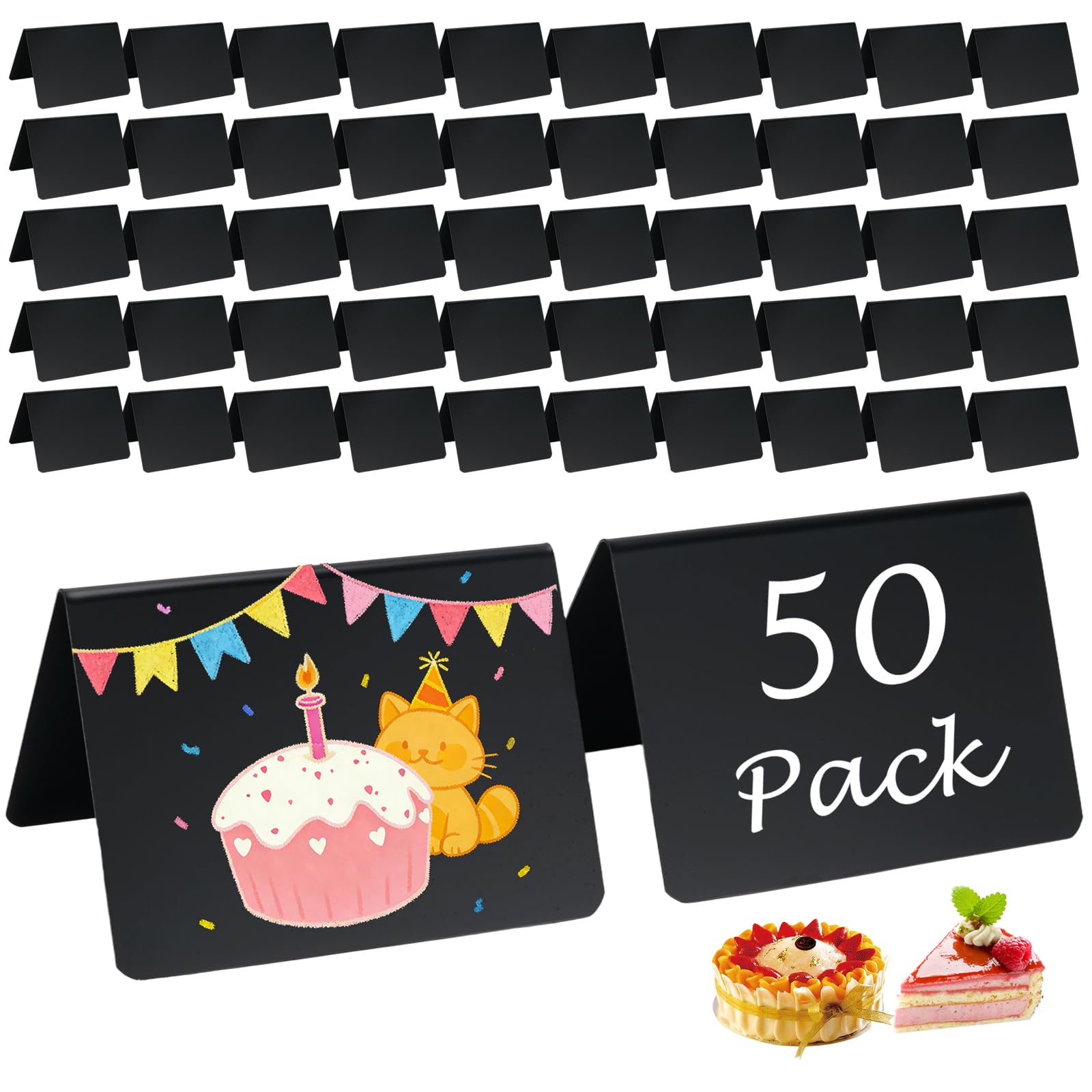 Decorniqu 50PCS Mini Chalkboard Signs Small Food Labels for Buffet V- Shaped Reusable Mini Chalk Boards for Food Price Tags Weddings Party Menu Display Restaurant Events Decor(10 x 7.5cm)