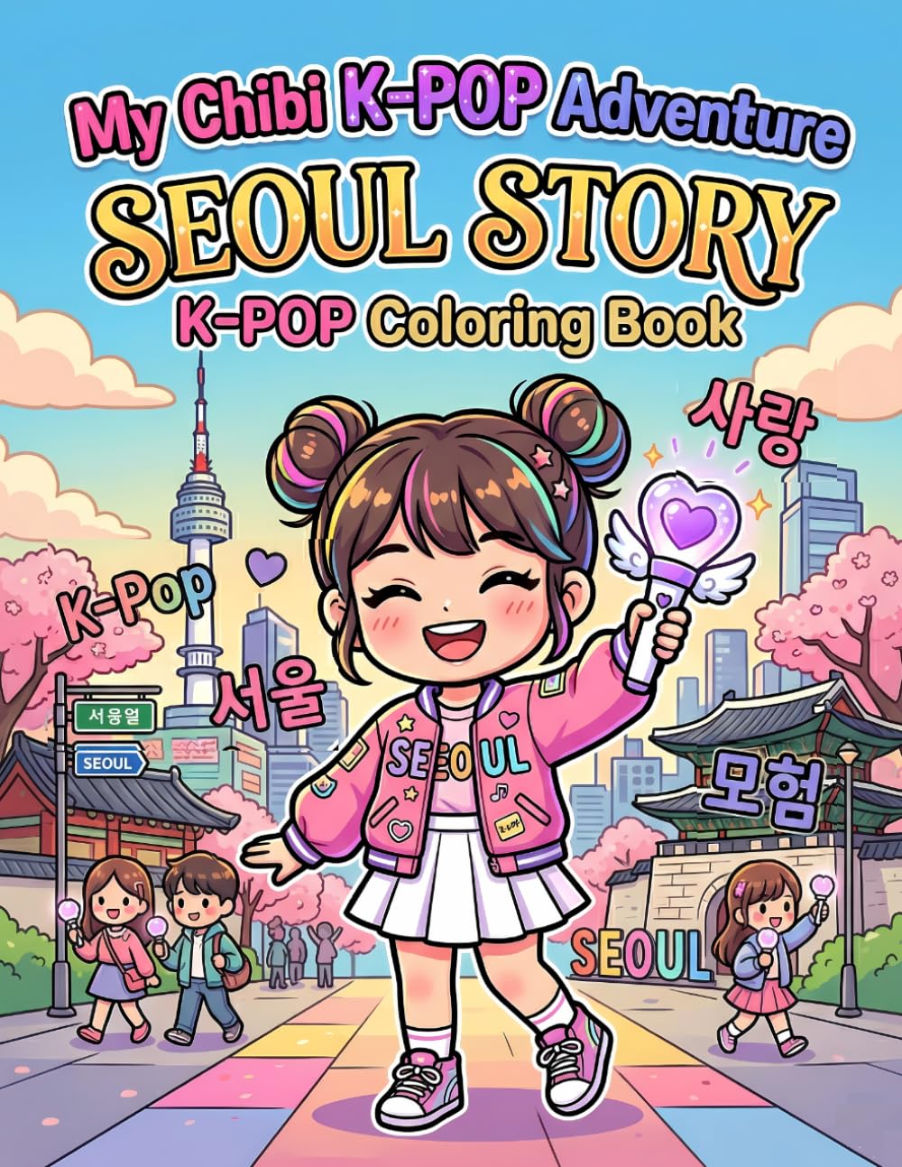 My Chibi K-POP Adventure: SEOUL STORY: K-Pop Coloring Book with Simple Aesthetic Designs: Easy Bold Lines Chibi Characters for K-Pop Lovers and Beginners