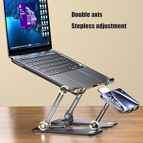 Miniatura 4 de Ergonomic Double Arm Laptop Phone Holder Foldable Aluminum Stand Slip Proof Silicone Grips for Notebook Phones Double Arm Reinforced Laptop Holder