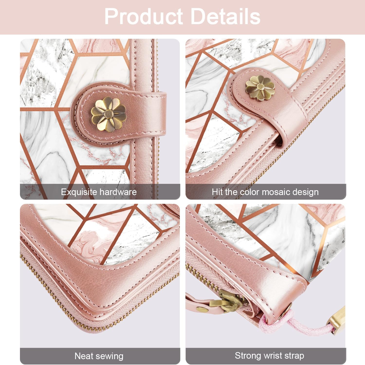 Wallets for Women Multi Card Holder Wallet Clutch Wallet Card Holder Organizer Ladies Purse with Wrist strap Purse - Image 5