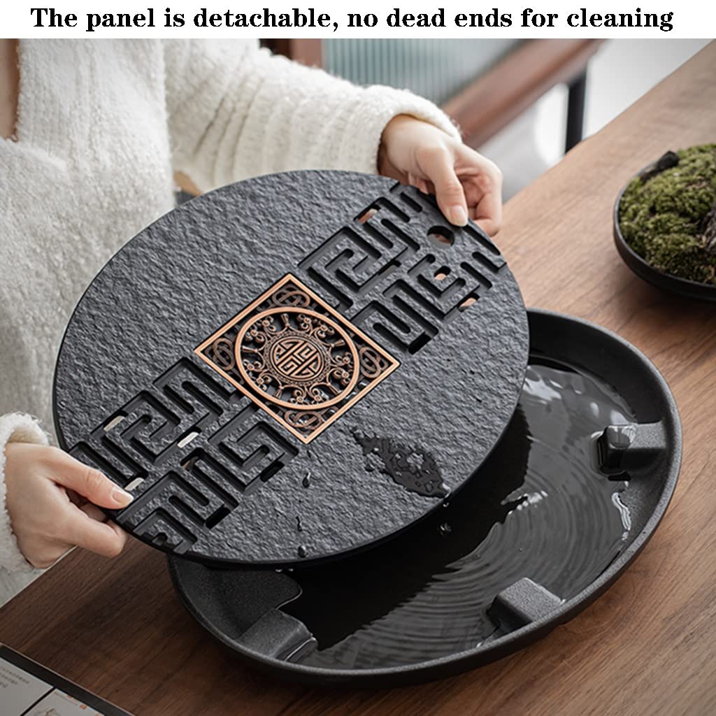 Bandeja de té, plato de té, bandeja de té Kongfu, bandeja de té de cerámica, caja de mesa con almacenamiento de agua para juego de té, bandeja de té Gongfu china, caja de mesa con almacenamiento de