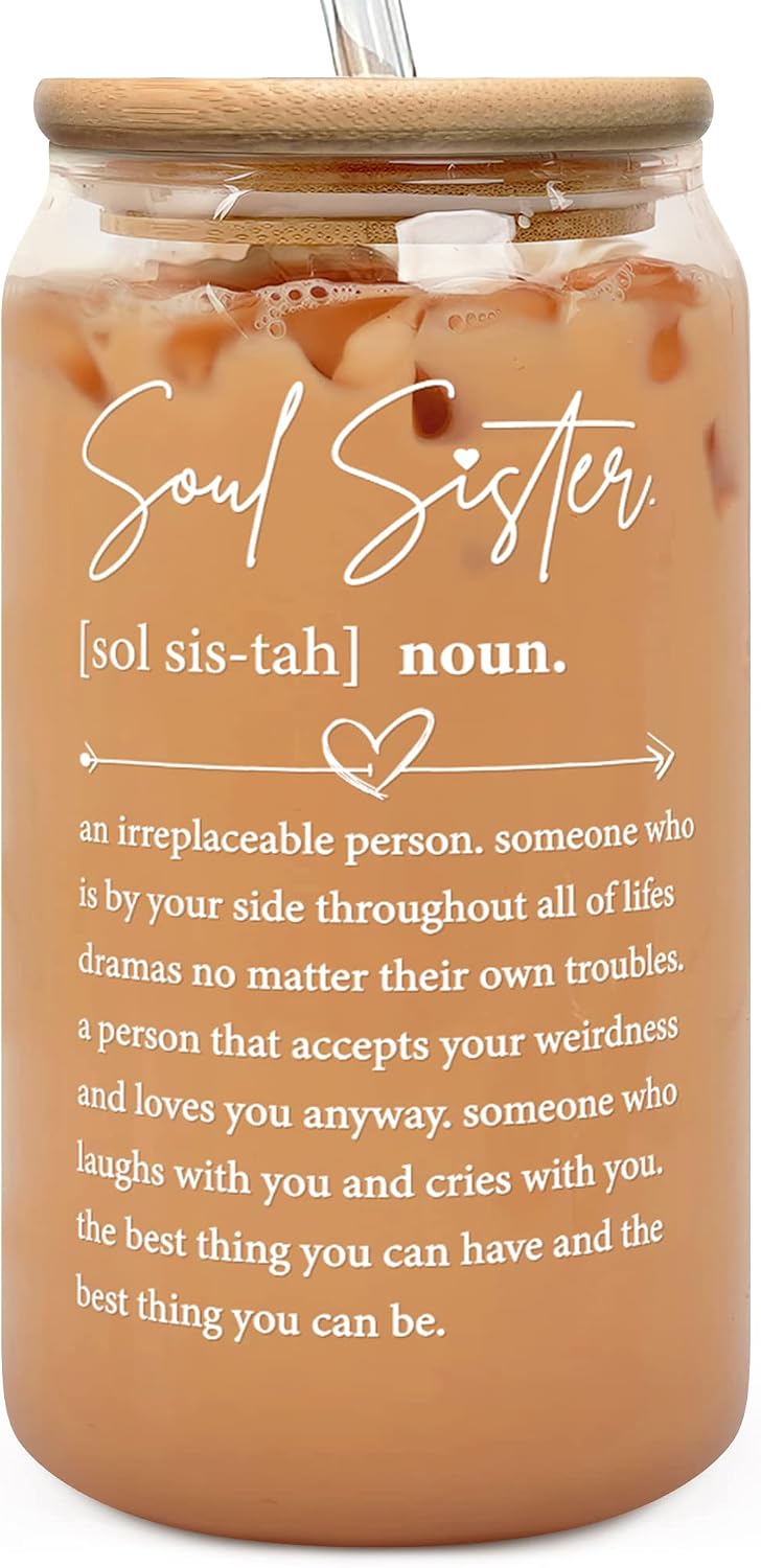Sisters Gifts from Sister - Gifts for Sister, Big Sister - Sister Birthday Gifts from Sister - Friendship Gifts for Women Friends, Gifts for Friends Female - Best Friend Christmas Gifts - Can Glass